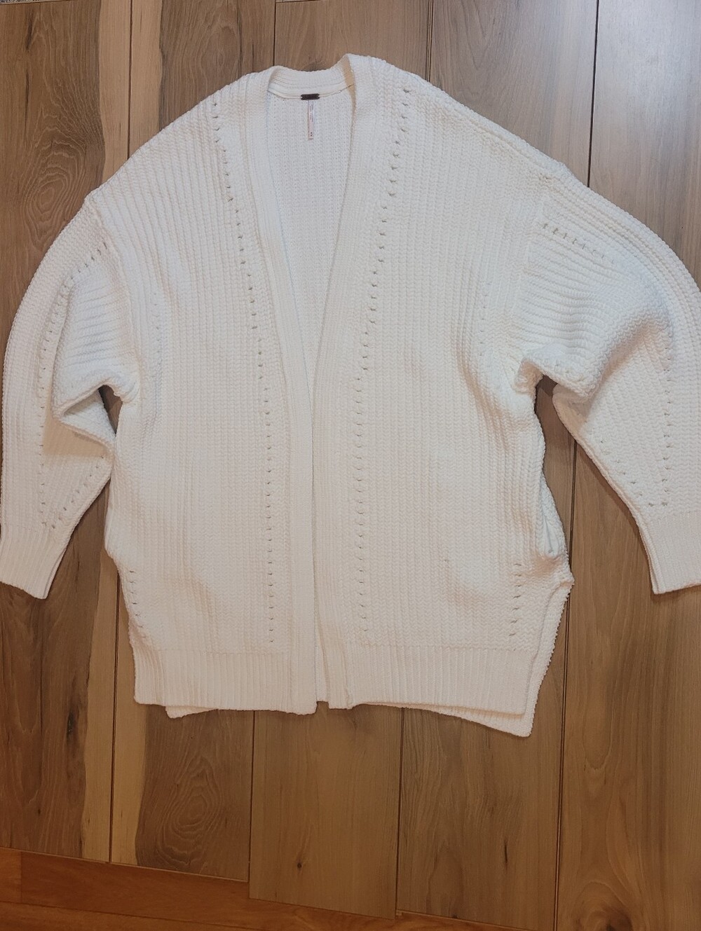 Free People Nightingale Cardi Cream White Chunky Knit Oversized Cardigan Size M